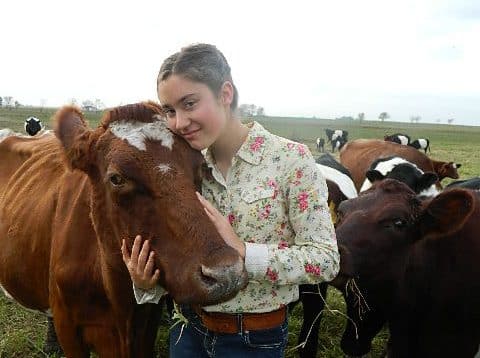Martha and her sweet Milking Shorthorn cow